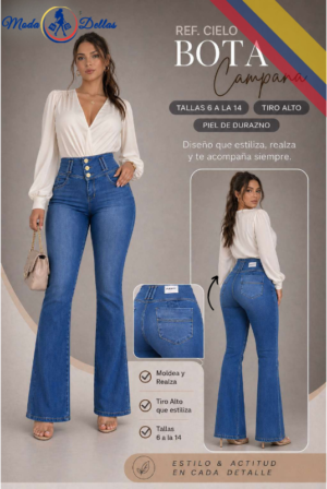 Pantalon Colombiano Campana Ref Cielo