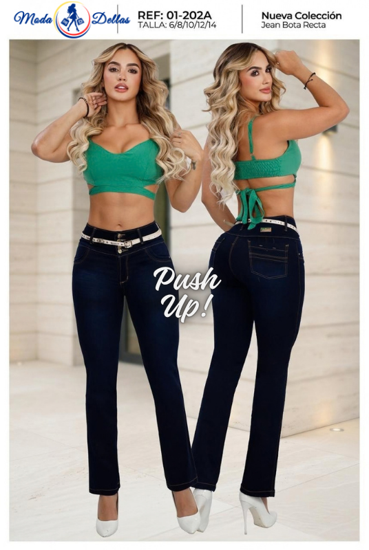 Pantalon Colombiano Bota Recta Ref 202A